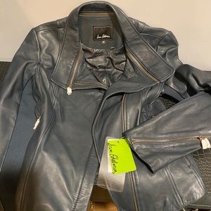 Sam Edelman navy genuine leather jacket NWT